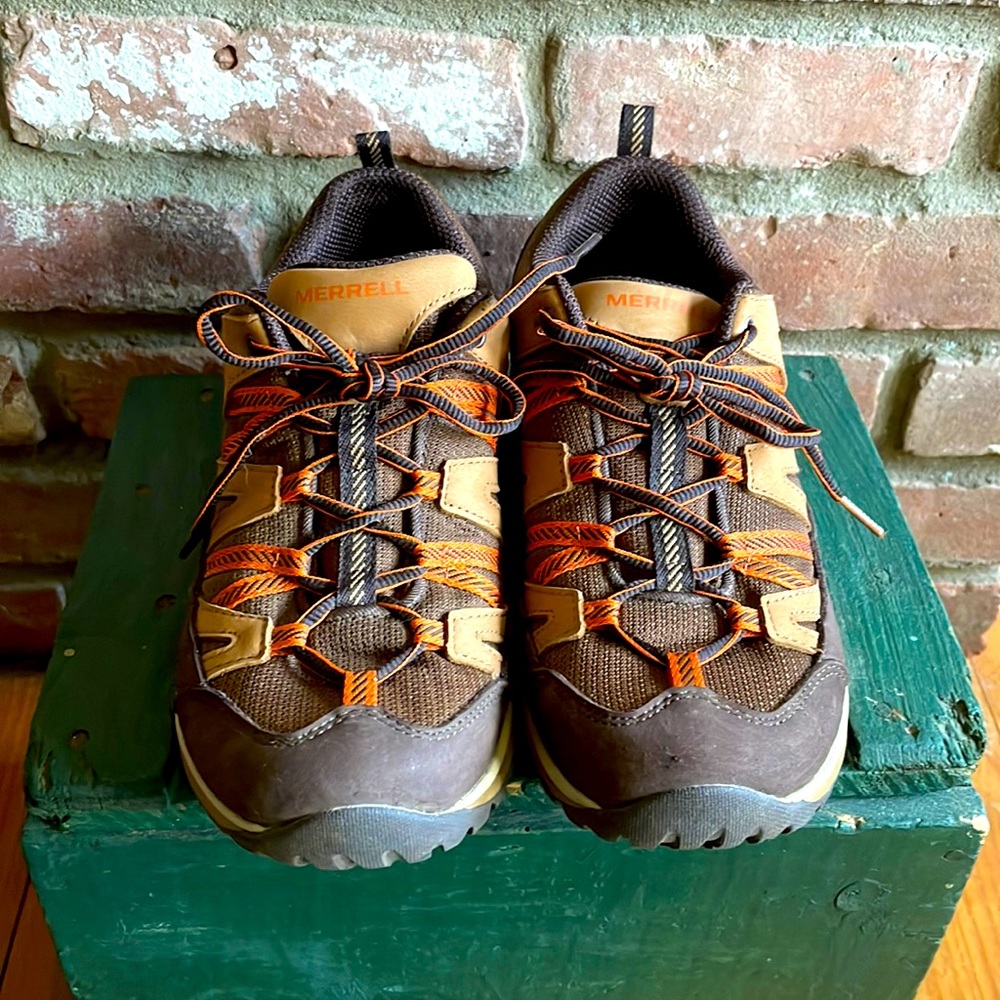 Merrell sneakers. Worn once. Vibram sole. Light hiker /trail runner.